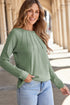 Raglan Long Sleeve Exposed Seam Detail Relaxed Fit Crew Neck Top